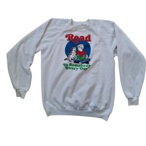 Vintage Read To Somebody Every Day Sweatshirt Women's White Graphic Pullover